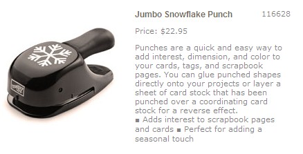 Stampin Up Jumbo Snowflake Punch 